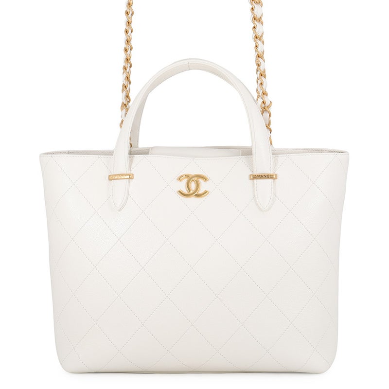 シャネル トートバッグ マトラッセ ココマーク キャビアスキン AS5777 CHANEL 2wayショルダーバッグ 白