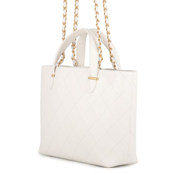 シャネル トートバッグ マトラッセ ココマーク キャビアスキン AS5777 CHANEL 2wayショルダーバッグ 白