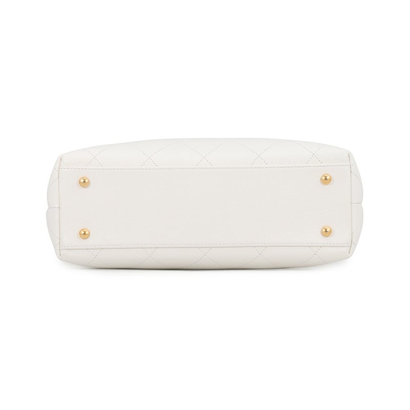 シャネル トートバッグ マトラッセ ココマーク キャビアスキン AS5777 CHANEL 2wayショルダーバッグ 白