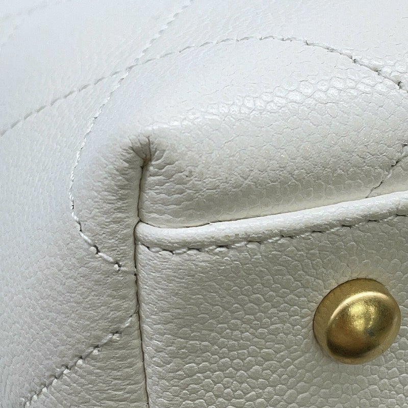 シャネル トートバッグ マトラッセ ココマーク キャビアスキン AS5777 CHANEL 2wayショルダーバッグ 白