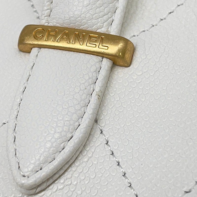 シャネル トートバッグ マトラッセ ココマーク キャビアスキン AS5777 CHANEL 2wayショルダーバッグ 白