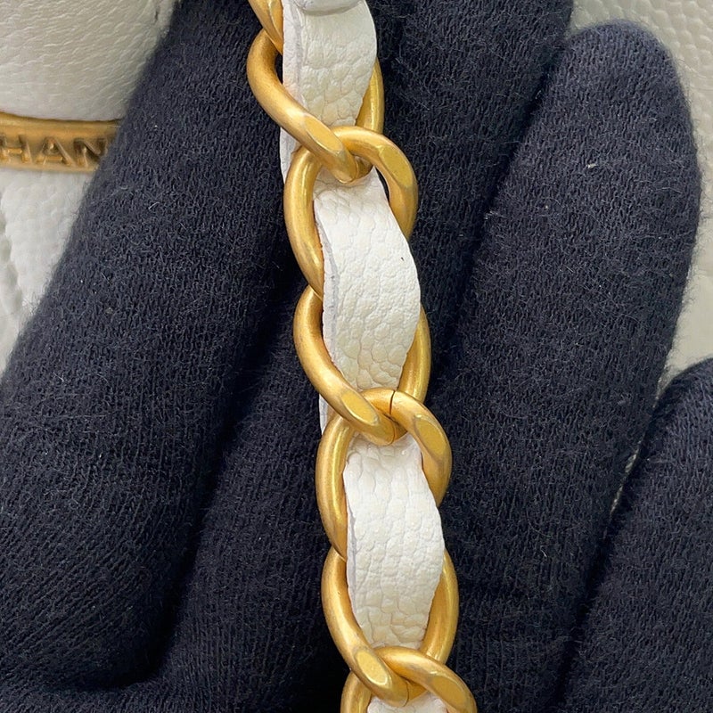 シャネル トートバッグ マトラッセ ココマーク キャビアスキン AS5777 CHANEL 2wayショルダーバッグ 白