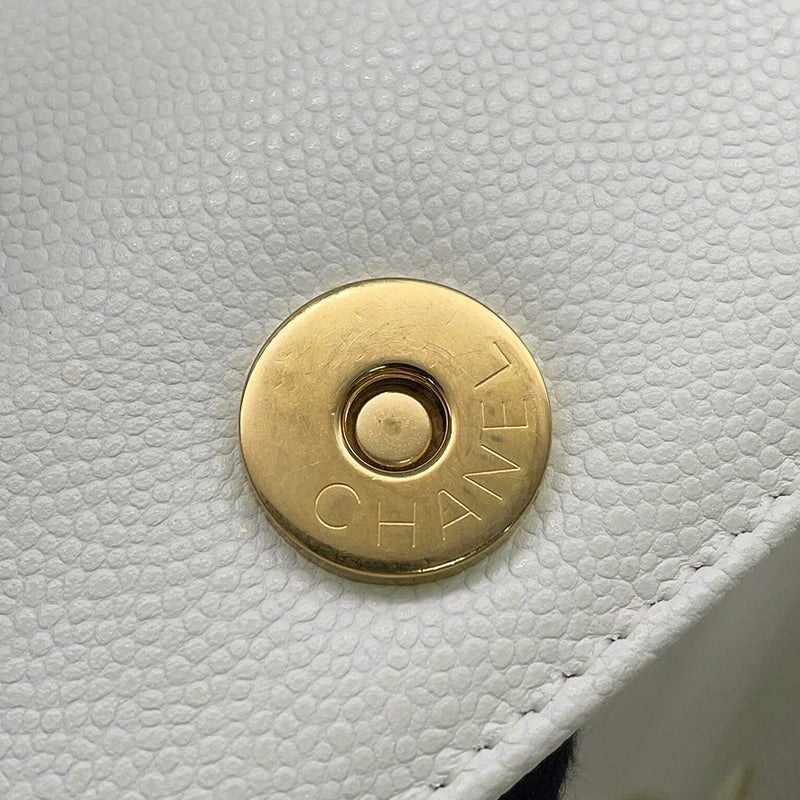 シャネル トートバッグ マトラッセ ココマーク キャビアスキン AS5777 CHANEL 2wayショルダーバッグ 白