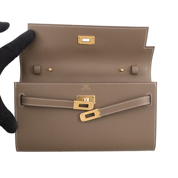 エルメス ケリーウォレット ロング トゥーゴー エトゥープ/ゴールド金具 エプソン G刻印 財布