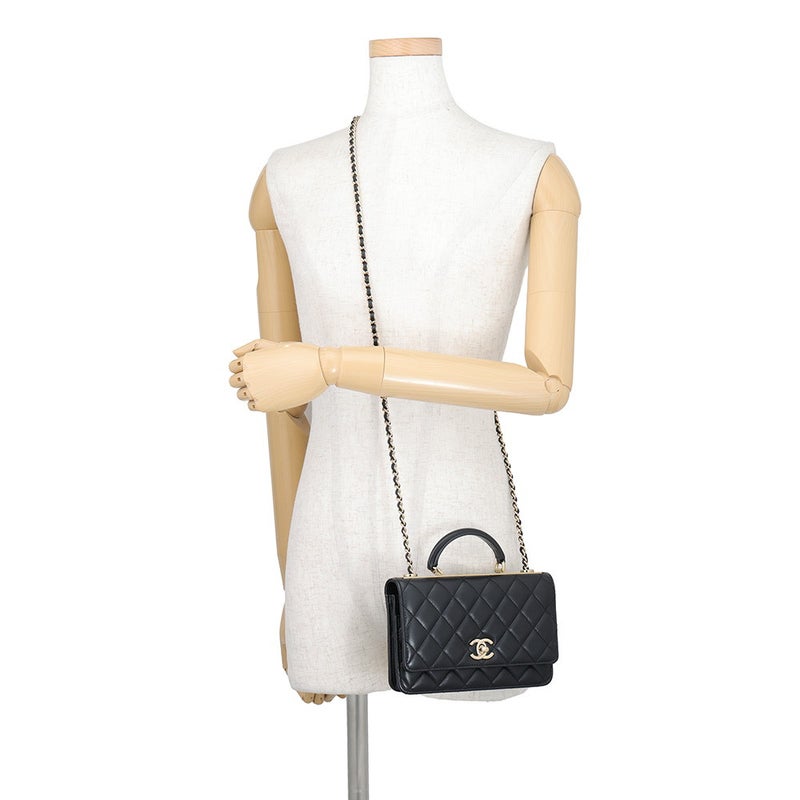 シャネル チェーンウォレット トレンディCC マトラッセ ココマーク ラムスキン AP4184 CHANEL 財布 黒
