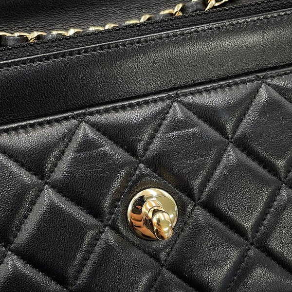 シャネル チェーンウォレット トレンディCC マトラッセ ココマーク ラムスキン AP4184 CHANEL 財布 黒