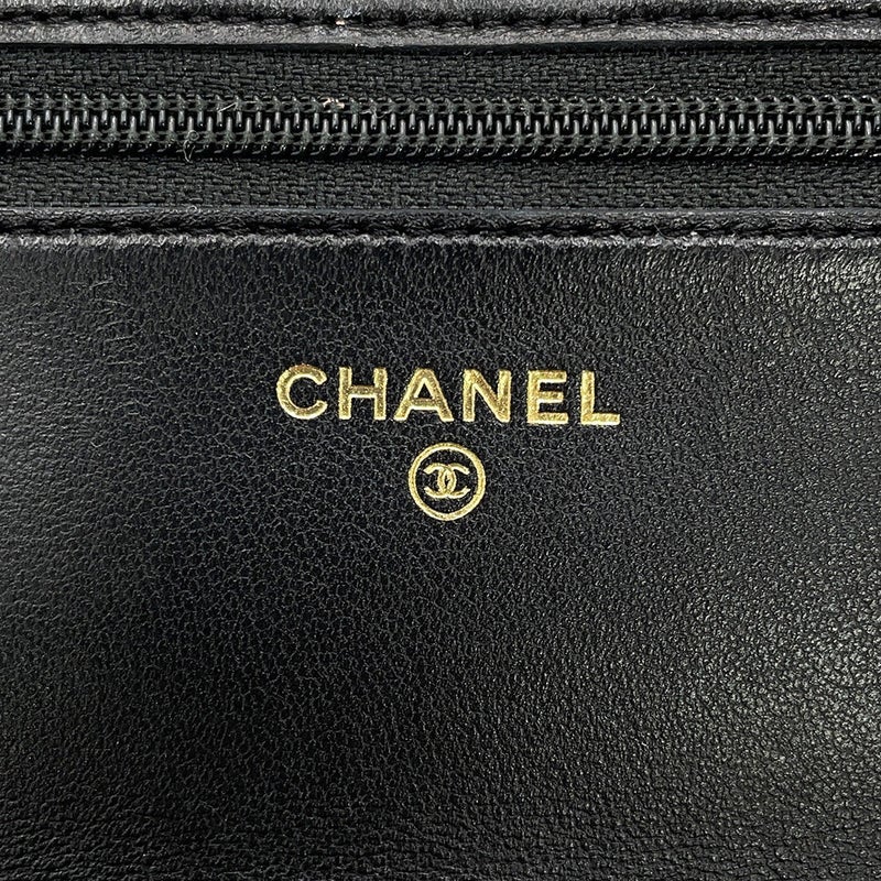シャネル チェーンウォレット トレンディCC マトラッセ ココマーク ラムスキン AP4184 CHANEL 財布 黒