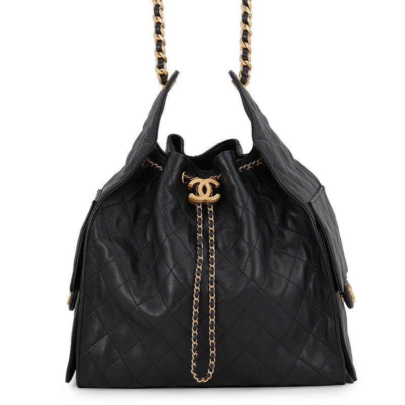 シャネル チェーンショルダーバッグ CHANEL25 ミディアム ココマーク マトラッセ キャビアスキン AS5311 CHANEL 黒