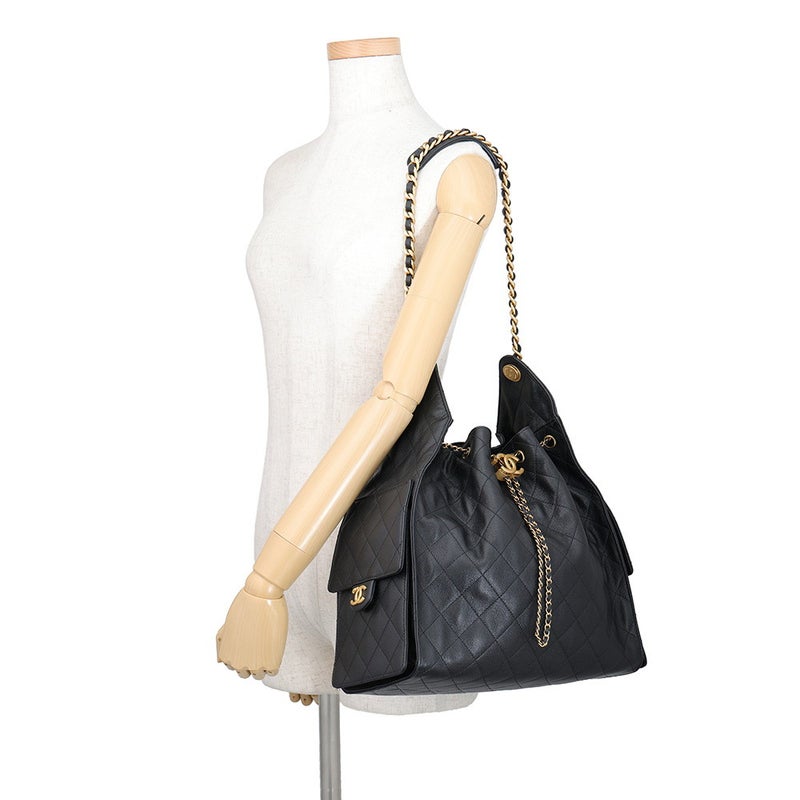 シャネル チェーンショルダーバッグ CHANEL25 ミディアム ココマーク マトラッセ キャビアスキン AS5311 CHANEL 黒