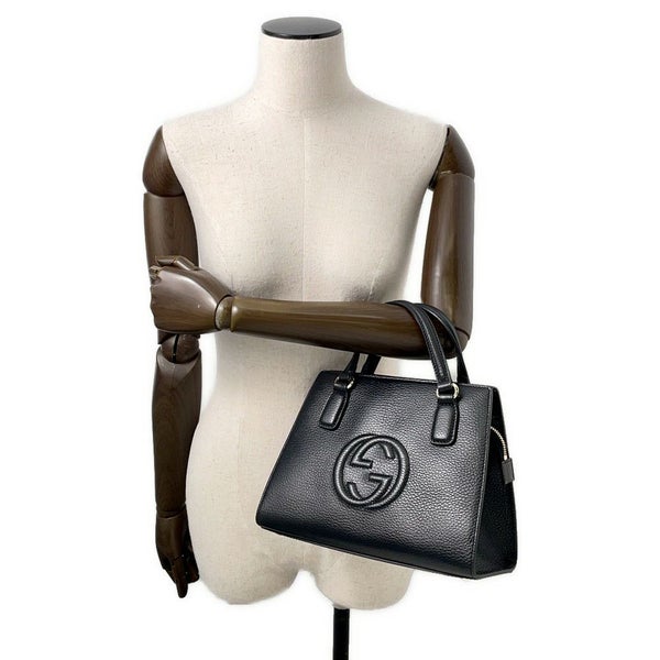 グッチ ハンドバッグ ソーホー インターロッキングG レザー 607722 GUCCI ショルダーバッグ 黒 アウトレット品