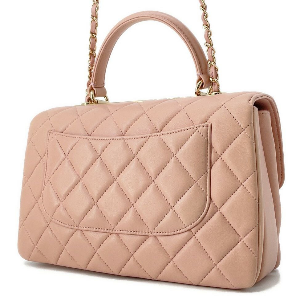 CHANEL❣️トレンディCC❣️ラムスキン 2WAYハンドバッグ✨ロゴプレート CHANEL（シャネル） トレンディCC ブラック ゴールド金具 ラムスキン