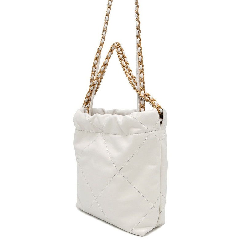 シャネル ハンドバッグ CHANEL 22 ミニ ココマーク シャイニーカーフレザー AS3980 CHANEL 2wayショルダーバッグ 白