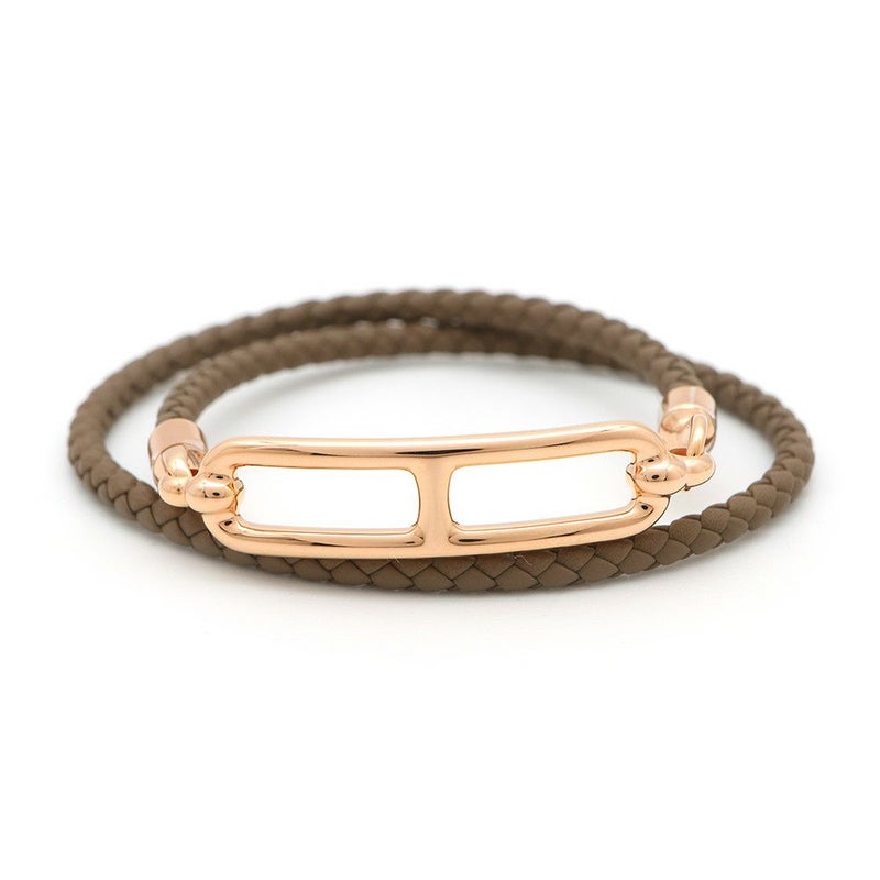 エルメス ブレスレット ルリ ドゥブルトゥール エトゥープ/ピンクゴールド金具 スイフト サイズT3