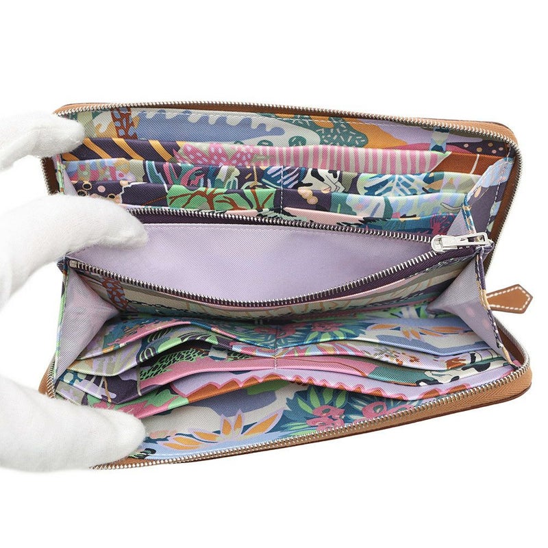 エルメス 長財布 アザップロング シルクイン ゴールド/シルバー金具 エプソン K刻印 HERMES 財布