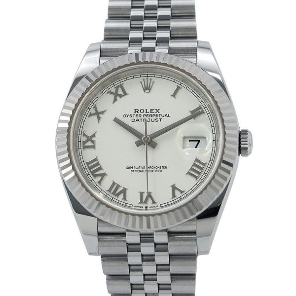 ロレックス デイトジャスト41 SS/K18WG 126334 ROLEX 腕時計 白文字盤 ローマン