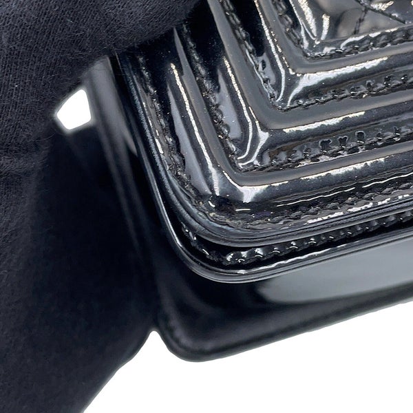 シャネル チェーンショルダーバッグ ココマーク マトラッセ ボーイシャネル パテント A67086 CHANEL 黒