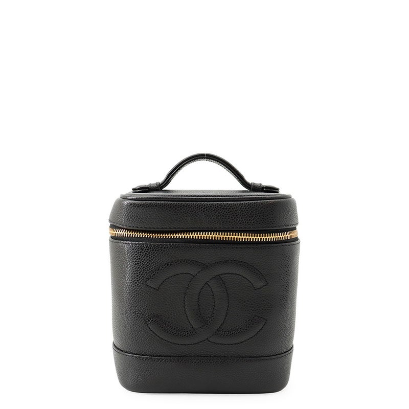 シャネル バニティバッグ ココマーク 縦型 キャビアスキン A01998 CHANEL 化粧ポーチ コスメポーチ 黒