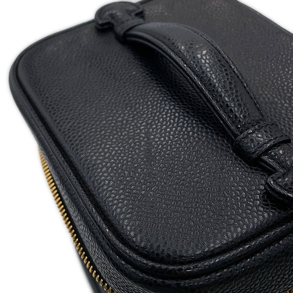 シャネル バニティバッグ ココマーク 縦型 キャビアスキン A01998 CHANEL 化粧ポーチ コスメポーチ 黒
