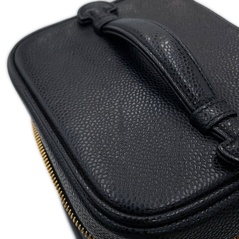 シャネル バニティバッグ ココマーク 縦型 キャビアスキン A01998 CHANEL 化粧ポーチ コスメポーチ 黒