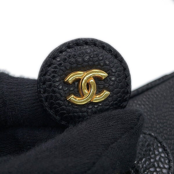 シャネル バニティバッグ ココマーク 縦型 キャビアスキン A01998 CHANEL 化粧ポーチ コスメポーチ 黒