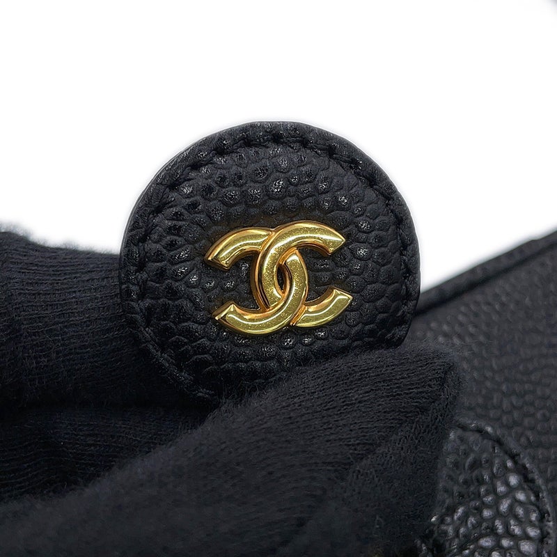 シャネル バニティバッグ ココマーク 縦型 キャビアスキン A01998 CHANEL 化粧ポーチ コスメポーチ 黒