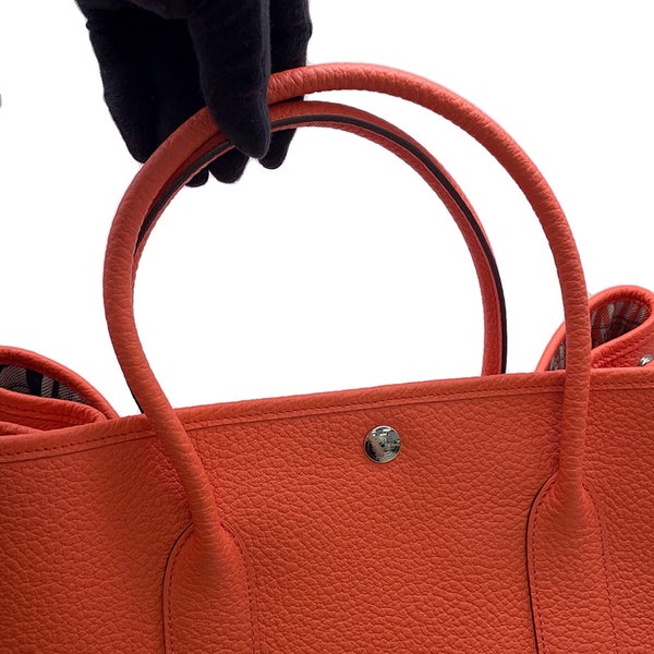 エルメス トートバッグ ガーデンパーティPM バックルの工房 オレンジポピー/シルバー金具 カントリー X刻印