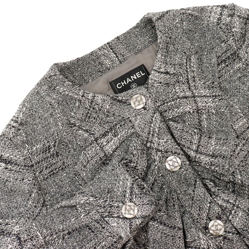 シャネル ジャケット ココボタン ノーカラー フリル ツイード レディースサイズ34 P60828 CHANEL アウター