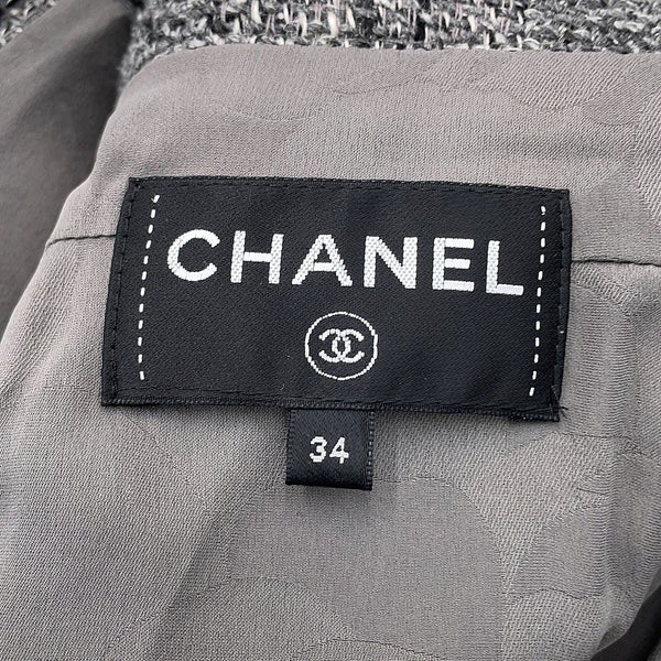 シャネル ジャケット ココボタン ノーカラー フリル ツイード レディースサイズ34 P60828 CHANEL アウター