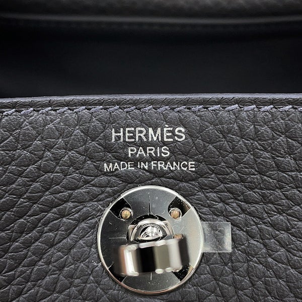 エルメス ハンドバッグ リンディ ミニ カーボン/キャバン/ブルーイドラ/シルバー金具 トリヨンクレマンス G刻印 HERMES 2way
