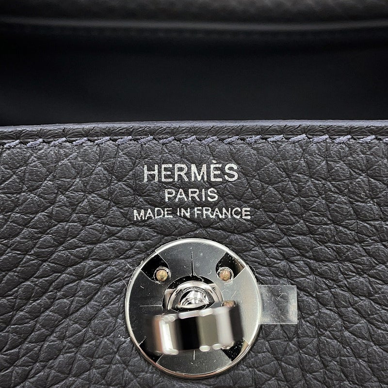 エルメス ハンドバッグ リンディ ミニ カーボン/キャバン/ブルーイドラ/シルバー金具 トリヨンクレマンス G刻印 HERMES 2way