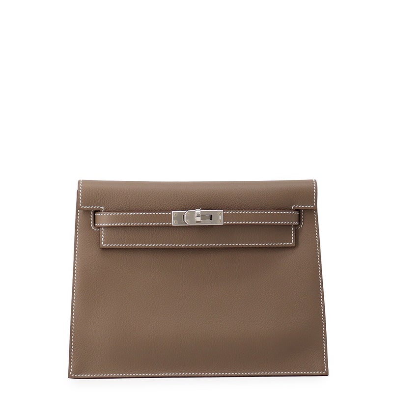 エルメス ショルダーバッグ ケリーダンス2 エトゥープ/シルバー金具 エバーカラー G刻印 HERMES クラッチバッグ