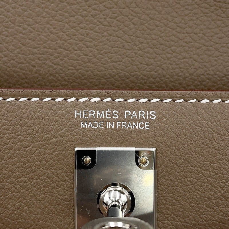 エルメス ショルダーバッグ ケリーダンス2 エトゥープ/シルバー金具 エバーカラー G刻印 HERMES クラッチバッグ