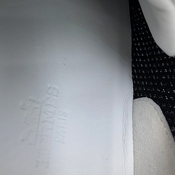 エルメス スニーカー バウンシング メッシュ レザー レディースサイズ37.5 HERMES 靴 黒 白