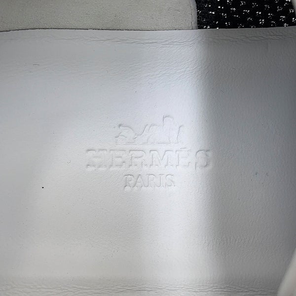 エルメス スニーカー バウンシング メッシュ レザー レディースサイズ37.5 HERMES 靴 黒 白