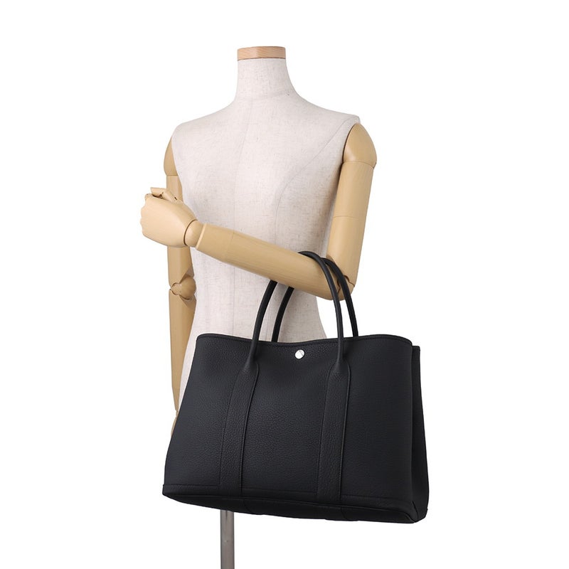エルメス トートバッグ ガーデンパーティPM ブラック/シルバー金具 ネゴンダ K刻印 HERMES Garden Party 黒