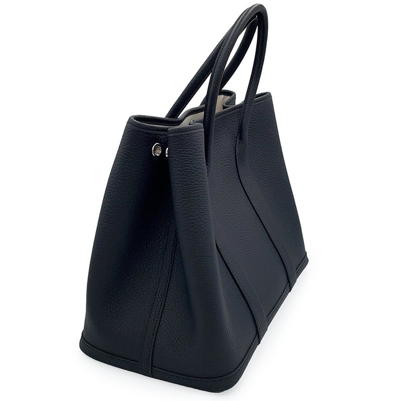 エルメス トートバッグ ガーデンパーティPM ブラック/シルバー金具 ネゴンダ K刻印 HERMES Garden Party 黒