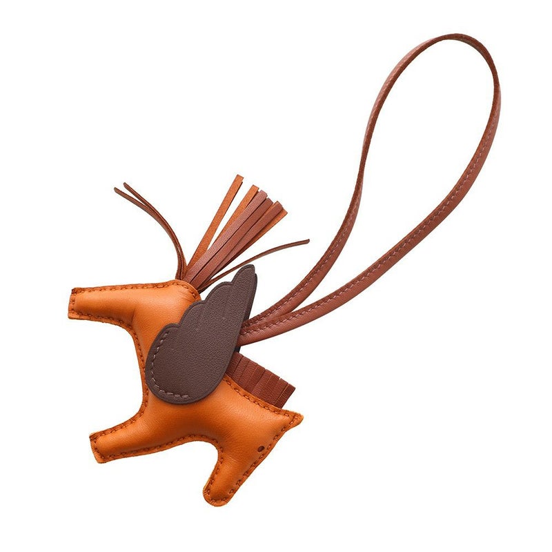 エルメス バッグチャーム ロデオPM ペガサス パンデピス/シエンヌ/モカ ラムスキン W刻印