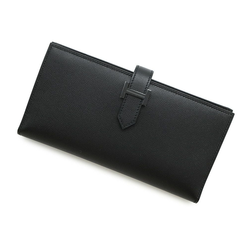 HERMES ベアンスフレ 長財布 黒 エルメス 長財布 ベアンスフレ ブラック/モノクローム金具 ヴォー