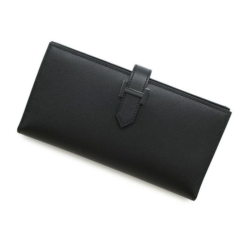 エルメス 長財布 ベアンスフレ ブラック/モノクローム金具 ヴォーマダム K刻印 HERMES 財布 黒