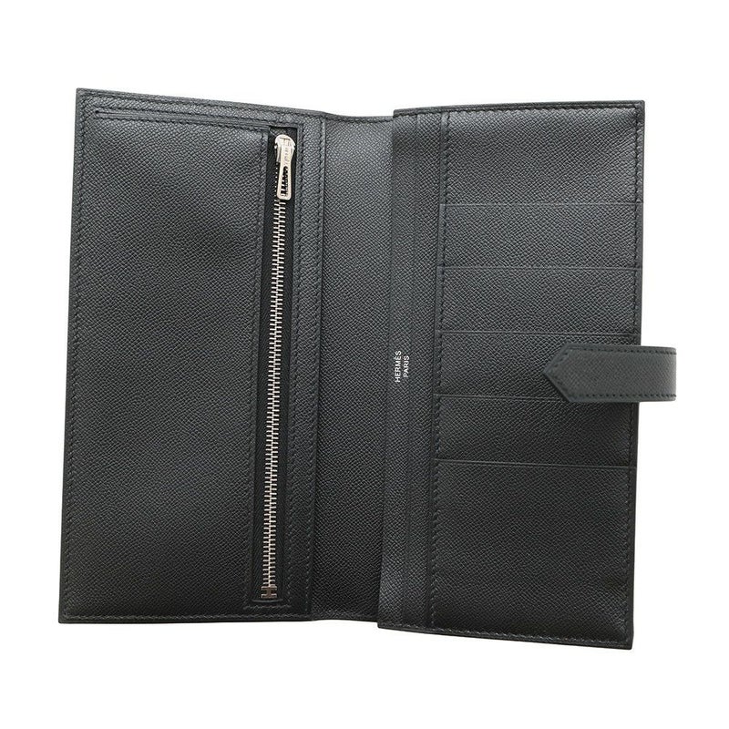 エルメス 長財布 ベアンスフレ ブラック/モノクローム金具 ヴォーマダム K刻印 HERMES 財布 黒