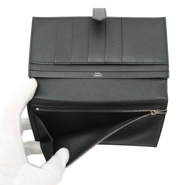 エルメス 長財布 ベアンスフレ ブラック/モノクローム金具 ヴォーマダム K刻印 HERMES 財布 黒