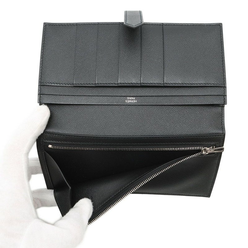 エルメス 長財布 ベアンスフレ ブラック/モノクローム金具 ヴォーマダム K刻印 HERMES 財布 黒