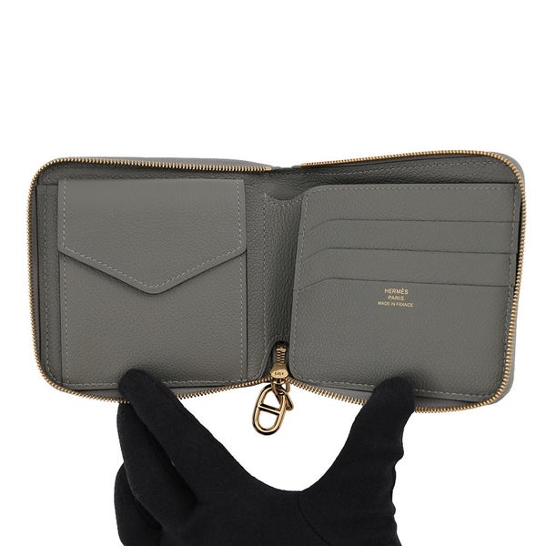 エルメス 二つ折り財布 ジップアンゴー2 シェーヌダンクル グリメイヤー/ゴールド金具 エバーカラー B刻印 財布