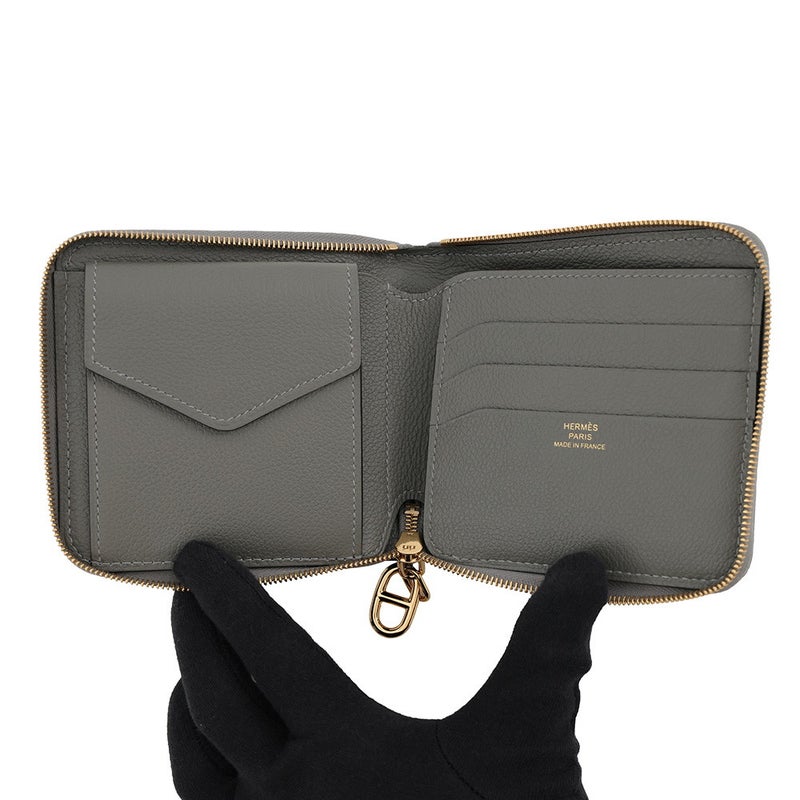 エルメス 二つ折り財布 ジップアンゴー2 シェーヌダンクル グリメイヤー/ゴールド金具 エバーカラー B刻印 財布