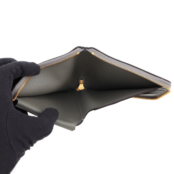 エルメス 二つ折り財布 ジップアンゴー2 シェーヌダンクル グリメイヤー/ゴールド金具 エバーカラー B刻印 財布