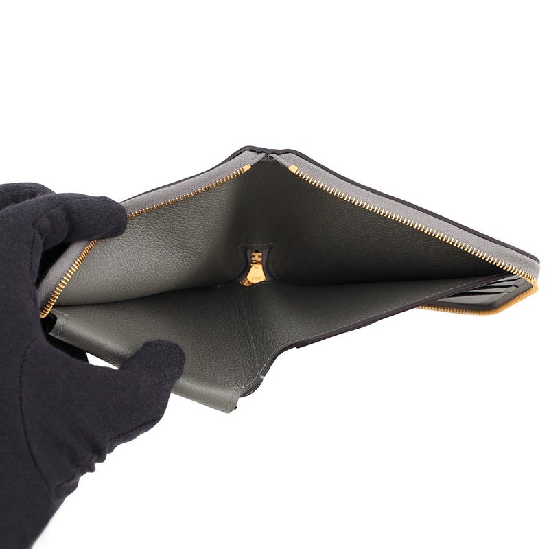 エルメス 二つ折り財布 ジップアンゴー2 シェーヌダンクル グリメイヤー/ゴールド金具 エバーカラー B刻印 財布