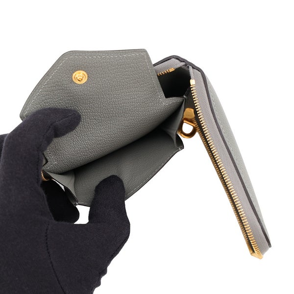 エルメス 二つ折り財布 ジップアンゴー2 シェーヌダンクル グリメイヤー/ゴールド金具 エバーカラー B刻印 財布