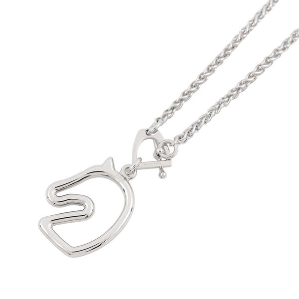 エルメス ネックレス トネール スモール ブラック/シルバー金具 HERMES アクセサリー 黒