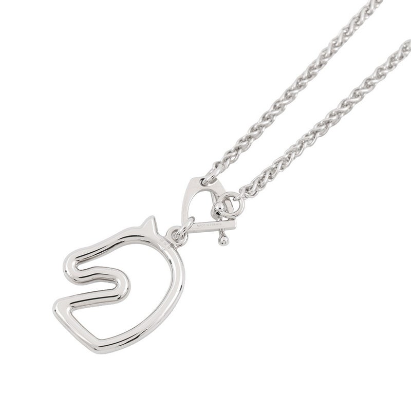 エルメス ネックレス トネール スモール ブラック/シルバー金具 HERMES アクセサリー 黒