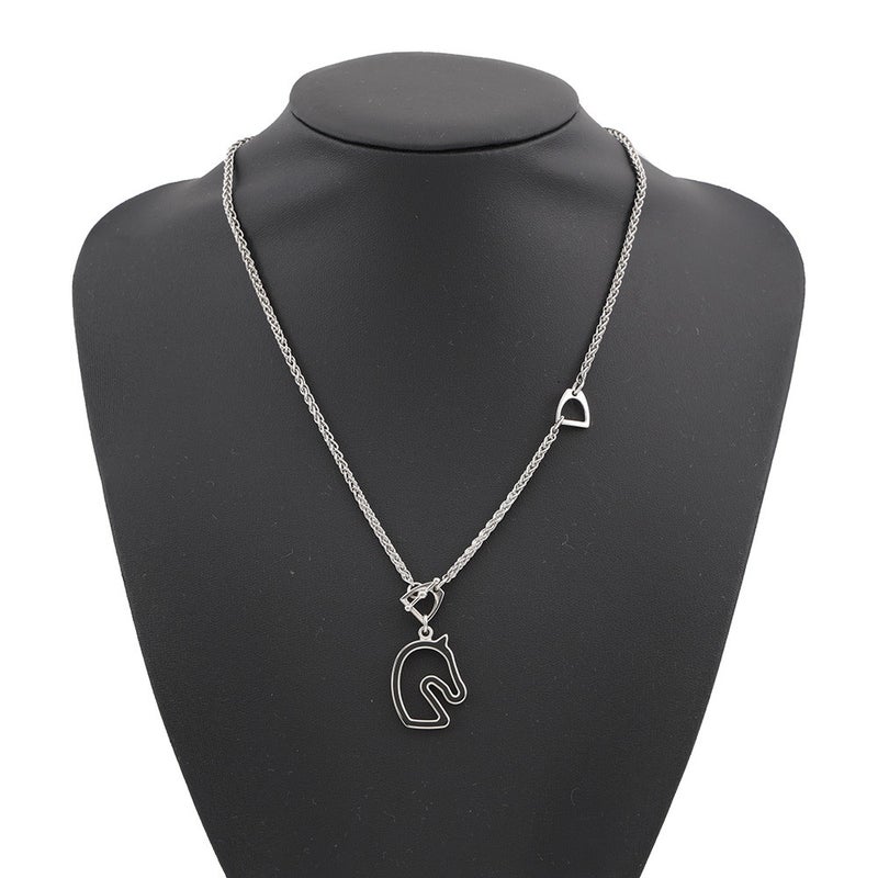 エルメス ネックレス トネール スモール ブラック/シルバー金具 HERMES アクセサリー 黒